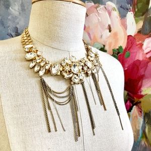 Banana Republic Gold Crystal Chain Statement New Orleans Focal Necklace NWT 88
